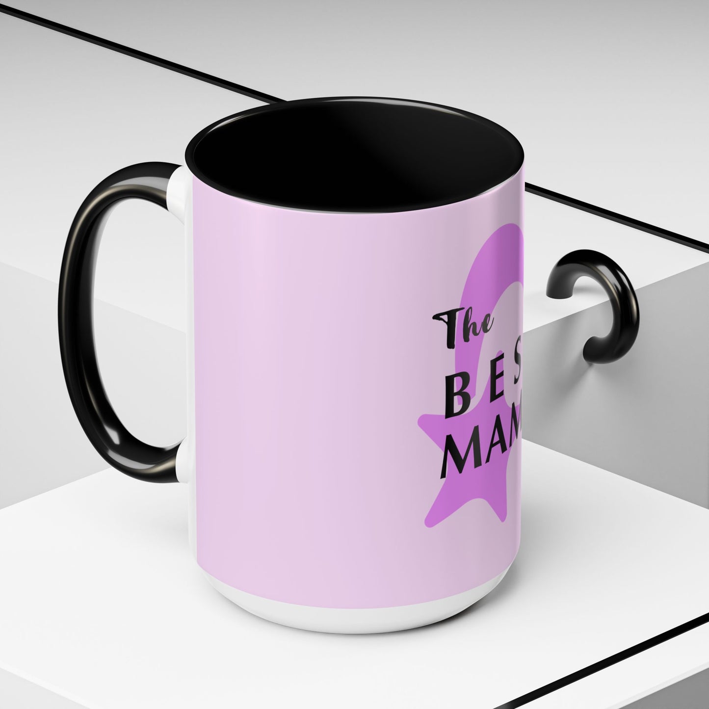 Best Mama Accent Coffee Mug — Pink Gift for Mom, Mother’s Day & New Mom